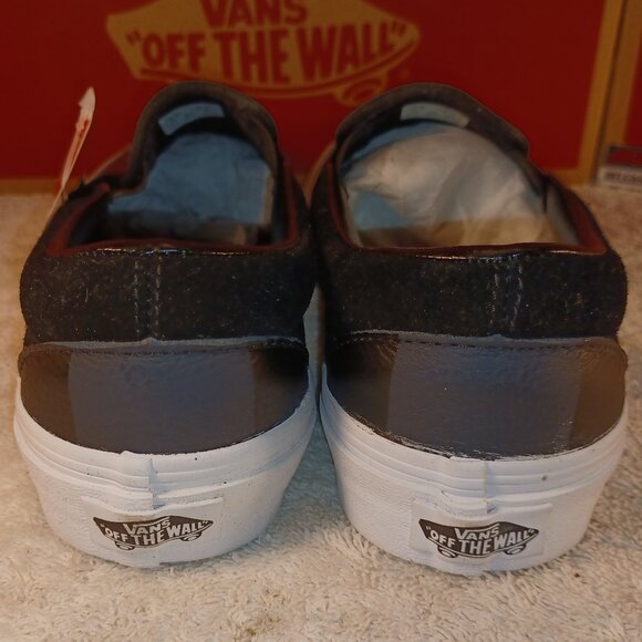 VANS Men's 4.5/Women's 6 Leather Slip On Black/Gray Checkerboard - Picture 6 of 12